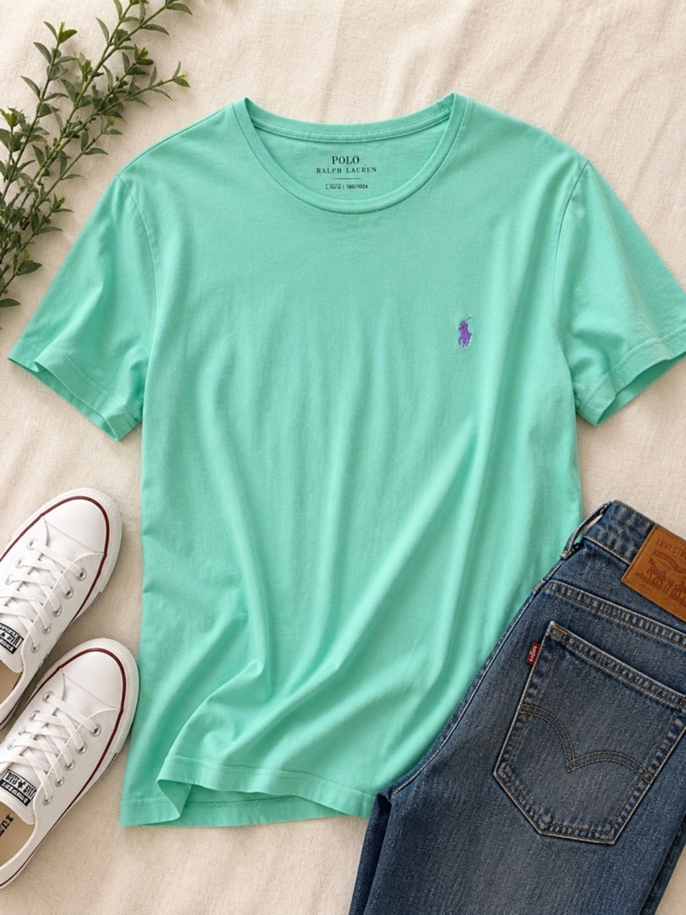 Polo Ralph Lauren Green Crew Neck T Shirt Size Large